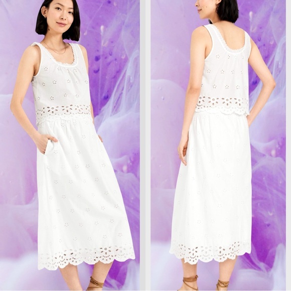 NWT💓GAP OLD NAVY XL💓EYELET TOP & MATCHING MAXI SKIRT BUNDLE IN CALLA LILY WHITE - Picture 2 of 16